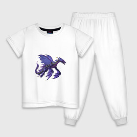Детская пижама хлопок с принтом Сумеречный дракон в Екатеринбурге, 100% хлопок |  брюки и футболка прямого кроя, без карманов, на брюках мягкая резинка на поясе и по низу штанин
 | арт | дракон | ночь | рисунок | сон | сонный зверь | сумерки | фантастический зверь | фантастическое животное