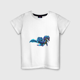 Детская футболка хлопок с принтом Глубинный левиафан в Екатеринбурге, 100% хлопок | круглый вырез горловины, полуприлегающий силуэт, длина до линии бедер | арт | глубина | дракон | левиафан | море | океан | рисунок | фантастический зверь | фантастическое животное