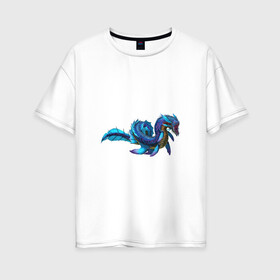 Женская футболка хлопок Oversize с принтом Глубинный левиафан в Екатеринбурге, 100% хлопок | свободный крой, круглый ворот, спущенный рукав, длина до линии бедер
 | арт | глубина | дракон | левиафан | море | океан | рисунок | фантастический зверь | фантастическое животное