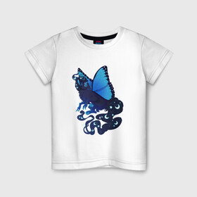 Детская футболка хлопок с принтом Звёздная фея в Екатеринбурге, 100% хлопок | круглый вырез горловины, полуприлегающий силуэт, длина до линии бедер | арт | бабочка | волк | звезда | звёздочки | звёзды | крылья | луна | луны | ночь | рисунок | фантастический зверь | фантастическое животное