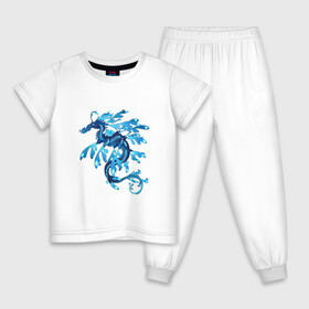 Детская пижама хлопок с принтом Морской дракон в Екатеринбурге, 100% хлопок |  брюки и футболка прямого кроя, без карманов, на брюках мягкая резинка на поясе и по низу штанин
 | арт | дракон | конёк | конь | море | морской конёк | рисунок | фантастический зверь | фантастическое животное