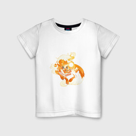 Детская футболка хлопок с принтом Солнечный волк в Екатеринбурге, 100% хлопок | круглый вырез горловины, полуприлегающий силуэт, длина до линии бедер | арт | волк | искра | огонь | рисунок | солнечный зверь | солнце | фантастический зверь | фантастическое животное