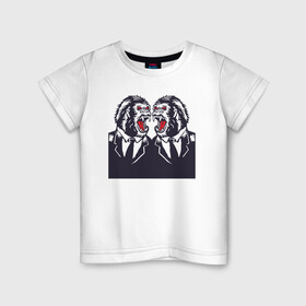 Детская футболка хлопок с принтом Злые обезьяны в костюмах в Екатеринбурге, 100% хлопок | круглый вырез горловины, полуприлегающий силуэт, длина до линии бедер | monkey | гориллы | обезьяны | планета обезьян | человек   обезьяна