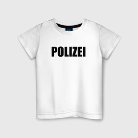 Детская футболка хлопок с принтом POLIZEI Полиция Надпись Черная в Екатеринбурге, 100% хлопок | круглый вырез горловины, полуприлегающий силуэт, длина до линии бедер | Тематика изображения на принте: germany | германия | милиция | надпись | немецкая | сила | структуры | чб | швейцария