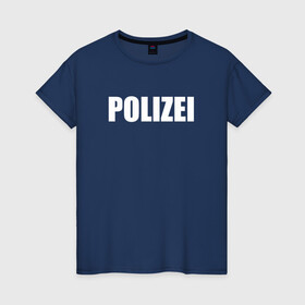 Женская футболка хлопок с принтом POLIZEI Полиция Надпись Белая в Екатеринбурге, 100% хлопок | прямой крой, круглый вырез горловины, длина до линии бедер, слегка спущенное плечо | germany | германия | копы | милиция | надпись | немецкая | сила | структуры | чб | швейцария