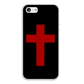 Чехол для iPhone 5/5S матовый с принтом Красный Крест в Екатеринбурге, Силикон | Область печати: задняя сторона чехла, без боковых панелей | геометрия | красный крест | крест | минимализм | религия