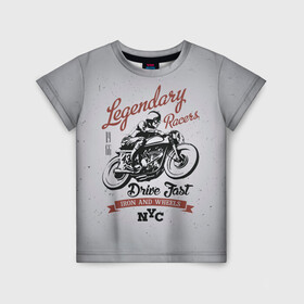 Детская футболка 3D с принтом Легендарный гонщик в Екатеринбурге, 100% гипоаллергенный полиэфир | прямой крой, круглый вырез горловины, длина до линии бедер, чуть спущенное плечо, ткань немного тянется | moto | motorcycle | мопеды | мото | мотоцикл | мотоциклист | мотоциклисту | мотоциклисты | мотоцыклы | моцик