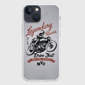 Чехол для iPhone 13 mini с принтом Легендарный гонщик в Екатеринбурге,  |  | moto | motorcycle | мопеды | мото | мотоцикл | мотоциклист | мотоциклисту | мотоциклисты | мотоцыклы | моцик