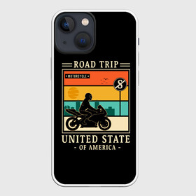 Чехол для iPhone 13 mini с принтом Дорожное приключение в Екатеринбурге,  |  | moto | motorcycle | мопеды | мото | мотоцикл | мотоциклист | мотоциклисту | мотоциклисты | мотоцыклы | моцик