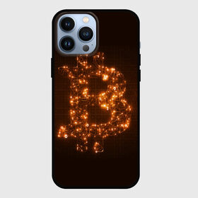 Чехол для iPhone 13 Pro Max с принтом СВЕТЯЩИЙСЯ BITCOIN в Екатеринбурге,  |  | bitcoin | btc | coin | биткоин | биткойн | валюта | деньги | криптовалюта | монета | платёжная система | технология