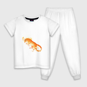 Детская пижама хлопок с принтом Тигр солнца в Екатеринбурге, 100% хлопок |  брюки и футболка прямого кроя, без карманов, на брюках мягкая резинка на поясе и по низу штанин
 | арт | большая кошка | рисунок | рога | солнце | тигр | фантастический зверь | фантастическое животное
