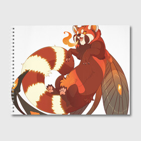 Альбом для рисования с принтом Огненная панда в Екатеринбурге, 100% бумага
 | матовая бумага, плотность 200 мг. | арт | красная панда | крылья | малая панда | маленькая панда | огонь | панда | панда стайана | перья | рисунок | стайана | фантастический зверь | фантастическое животное | язык пламени