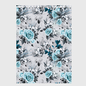 Скетчбук с принтом Синие розы в Екатеринбурге, 100% бумага
 | 48 листов, плотность листов — 100 г/м2, плотность картонной обложки — 250 г/м2. Листы скреплены сверху удобной пружинной спиралью | букет | винтаж | для девочек | для девушек | паттерн | розы | цветочный фон | цветы
