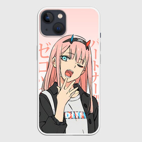 Чехол для iPhone 13 с принтом Zero Two Darling in the Franxx в Екатеринбурге,  |  | 02 | anime girl | darling in the franxx | zero two | аниме | дарлинг во франксе | девушка с розовыми волосами | манга | милый во франксе | ноль два | розовые волосы | тян