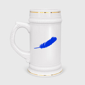Кружка пивная с принтом Blue Origin logo перо в Екатеринбурге,  керамика (Материал выдерживает высокую температуру, стоит избегать резкого перепада температур) |  объем 630 мл | Тематика изображения на принте: blue origin | блю ориджин | перо