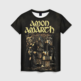 Женская футболка 3D с принтом Amon Amarth в Екатеринбурге, 100% полиэфир ( синтетическое хлопкоподобное полотно) | прямой крой, круглый вырез горловины, длина до линии бедер | amon amarth | metal | викинг метал | группы | дэт метал | метал | музыка | рок