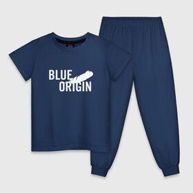 Детская пижама хлопок с принтом Blue Origin logo перо в Екатеринбурге, 100% хлопок |  брюки и футболка прямого кроя, без карманов, на брюках мягкая резинка на поясе и по низу штанин
 | blue origin | блю ориджин | перо