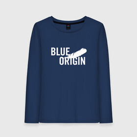 Женский лонгслив хлопок с принтом Blue Origin logo перо в Екатеринбурге, 100% хлопок |  | blue origin | блю ориджин | перо