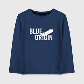Детский лонгслив хлопок с принтом Blue Origin logo перо в Екатеринбурге, 100% хлопок | круглый вырез горловины, полуприлегающий силуэт, длина до линии бедер | Тематика изображения на принте: blue origin | блю ориджин | перо