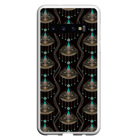 Чехол для Samsung Galaxy S10 с принтом Трехцветный арт деко  в Екатеринбурге, Силикон | Область печати: задняя сторона чехла, без боковых панелей | абстрактный | арт | арт деко | геометрические фигуры | креативный | модный | молодежный | современный | украшение | черный фон