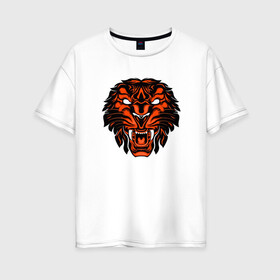Женская футболка хлопок Oversize с принтом African Tiger в Екатеринбурге, 100% хлопок | свободный крой, круглый ворот, спущенный рукав, длина до линии бедер
 | 2022 | animal | cat | lion | tiger | год тигра | животные | зубы | кот | кошка | лев | охотник | полосатый | природа | тигр | тигренок | тигрица | хищник