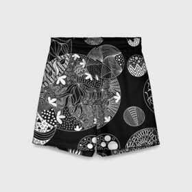 Детские спортивные шорты 3D с принтом Монохромные Узоры в Екатеринбурге,  100% полиэстер
 | пояс оформлен широкой мягкой резинкой, ткань тянется
 | art | арт | градиент | иллюстрации | круги | крутая | крутой | монохром | орнамент | популярные | рисунок | топ | тренд | узор | узоры | цветы | черно белая | черно белые