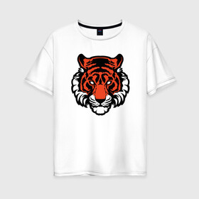 Женская футболка хлопок Oversize с принтом Мой Тигр в Екатеринбурге, 100% хлопок | свободный крой, круглый ворот, спущенный рукав, длина до линии бедер
 | 2022 | animal | cat | lion | tiger | год тигра | животные | зубы | кот | кошка | лев | охотник | полосатый | природа | тигр | тигренок | тигрица | хищник