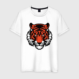Мужская футболка хлопок с принтом Мой Тигр в Екатеринбурге, 100% хлопок | прямой крой, круглый вырез горловины, длина до линии бедер, слегка спущенное плечо. | 2022 | animal | cat | lion | tiger | год тигра | животные | зубы | кот | кошка | лев | охотник | полосатый | природа | тигр | тигренок | тигрица | хищник