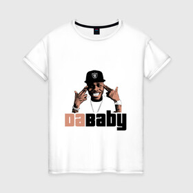 Женская футболка хлопок с принтом DaBaby в Екатеринбурге, 100% хлопок | прямой крой, круглый вырез горловины, длина до линии бедер, слегка спущенное плечо | baby jesus | dababy | rapper dababy | джонатан линдейл кирк | рэп | рэпер