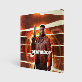 Холст квадратный с принтом Кольт Ван Deathloop в Екатеринбурге, 100% ПВХ |  | bethesda | colt vahn | deathloop | games | gun | julianna 