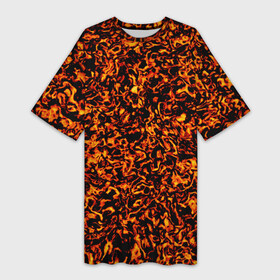Платье-футболка 3D с принтом Лавовое расторжение в Екатеринбурге,  |  | fire | flame | heat | hot | lava | light | magma | вулкан | гореть | горячий | жар | жерло | зажигать | искра | костер | красный | лава | лавовые разводы | магма | огонь | оранжевый | пламя | поджигать | пожар | пылать