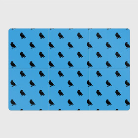 Магнитный плакат 3Х2 с принтом Вороны паттерн в Екатеринбурге, Полимерный материал с магнитным слоем | 6 деталей размером 9*9 см | вороны | городская птица | паттерн | птицы | силуэт | синий цвет | черный ворон