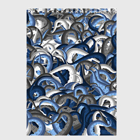 Скетчбук с принтом Синий камуфляж с щупальцами в Екатеринбурге, 100% бумага
 | 48 листов, плотность листов — 100 г/м2, плотность картонной обложки — 250 г/м2. Листы скреплены сверху удобной пружинной спиралью | Тематика изображения на принте: камуфляж | ктулху | милитари | море | морской | осьминог | рыбак | щупальца