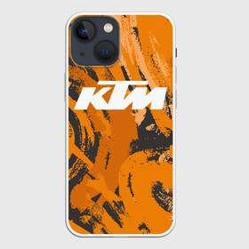 Чехол для iPhone 13 mini с принтом KTM | КТМ (Z) в Екатеринбурге,  |  | Тематика изображения на принте: enduro | grange | ktm | moto | moto sport | motocycle | sportmotorcycle | гранж | ктм | мото | мото спорт | мотоспорт | спорт мото