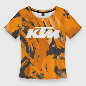 Женская футболка 3D Slim с принтом KTM  КТМ (Z) в Екатеринбурге,  |  | enduro | grange | ktm | moto | moto sport | motocycle | sportmotorcycle | гранж | ктм | мото | мото спорт | мотоспорт | спорт мото