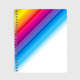 Тетрадь с принтом РАДУЖНЫЕ ПОЛОСЫ | RAINBOW (Z) в Екатеринбурге, 100% бумага | 48 листов, плотность листов — 60 г/м2, плотность картонной обложки — 250 г/м2. Листы скреплены сбоку удобной пружинной спиралью. Уголки страниц и обложки скругленные. Цвет линий — светло-серый
 | abstraction | colors | geometry | lines | paints | rainbow | stripes | texture | абстракция | краски | полосы | радуга | радужные полосы | текстура