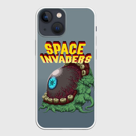 Чехол для iPhone 13 mini с принтом Boss | Space Invaders | Old game (Z) в Екатеринбурге,  |  | Тематика изображения на принте: boss | dendy | invaders | nintendo | shootem up | space invaders | денди | захватчики | космические захватчики | су имбэ | чужаки