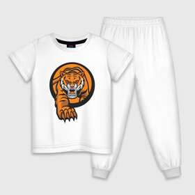 Детская пижама хлопок с принтом Жизнь Тигра в Екатеринбурге, 100% хлопок |  брюки и футболка прямого кроя, без карманов, на брюках мягкая резинка на поясе и по низу штанин
 | 2022 | animal | cat | lion | tiger | год тигра | животные | зверь | зубы | кот | кошка | лев | охотник | полосатый | природа | тигр | тигренок | тигрица | хищник