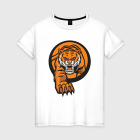 Женская футболка хлопок с принтом Жизнь Тигра в Екатеринбурге, 100% хлопок | прямой крой, круглый вырез горловины, длина до линии бедер, слегка спущенное плечо | 2022 | animal | cat | lion | tiger | год тигра | животные | зверь | зубы | кот | кошка | лев | охотник | полосатый | природа | тигр | тигренок | тигрица | хищник