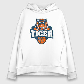 Женское худи Oversize хлопок с принтом Tiger Basketball в Екатеринбурге, френч-терри — 70% хлопок, 30% полиэстер. Мягкий теплый начес внутри —100% хлопок | боковые карманы, эластичные манжеты и нижняя кромка, капюшон на магнитной кнопке | 2022 | animal | basketball | cat | lion | nba | tiger | баскетбол | год тигра | животные | зверь | зубы | кот | кошка | лев | нба | охотник | полосатый | природа | спорт | тигр | тигренок | тигрица | хищник