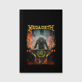 Обложка для паспорта матовая кожа с принтом Megadeth в Екатеринбурге, натуральная матовая кожа | размер 19,3 х 13,7 см; прозрачные пластиковые крепления | Тематика изображения на принте: megadeth | metal | trash metal | группы | метал | музыка | рок | треш метал
