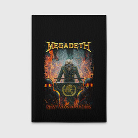 Обложка для автодокументов с принтом Megadeth в Екатеринбурге, натуральная кожа |  размер 19,9*13 см; внутри 4 больших “конверта” для документов и один маленький отдел — туда идеально встанут права | megadeth | metal | trash metal | группы | метал | музыка | рок | треш метал