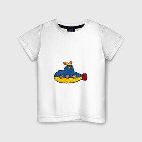 Детская футболка хлопок с принтом Подводная лодка в Екатеринбурге, 100% хлопок | круглый вырез горловины, полуприлегающий силуэт, длина до линии бедер | Тематика изображения на принте: submarine | наутилус | подводная лодка