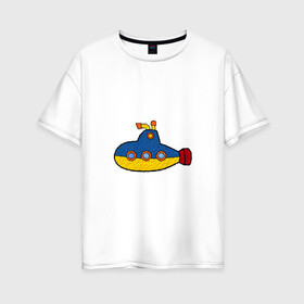 Женская футболка хлопок Oversize с принтом Подводная лодка в Екатеринбурге, 100% хлопок | свободный крой, круглый ворот, спущенный рукав, длина до линии бедер
 | submarine | наутилус | подводная лодка
