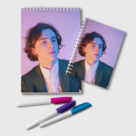 Блокнот с принтом Timothee Chalamet в Екатеринбурге, 100% бумага | 48 листов, плотность листов — 60 г/м2, плотность картонной обложки — 250 г/м2. Листы скреплены удобной пружинной спиралью. Цвет линий — светло-серый
 | timothee chalamet | тимоти шаламе | фото