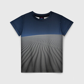 Детская футболка 3D с принтом Пустыня дюна песок ночь в Екатеринбурге, 100% гипоаллергенный полиэфир | прямой крой, круглый вырез горловины, длина до линии бедер, чуть спущенное плечо, ткань немного тянется | desert | dune | night | дюна | звезды | ночь | песок | пустыня