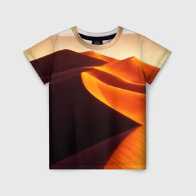 Детская футболка 3D с принтом Пустыня дюна барханы в Екатеринбурге, 100% гипоаллергенный полиэфир | прямой крой, круглый вырез горловины, длина до линии бедер, чуть спущенное плечо, ткань немного тянется | desert | dune | барханы | дюна | песок | пустыня