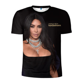 Мужская футболка 3D спортивная с принтом Ким Кардашьян  в Екатеринбурге, 100% полиэстер с улучшенными характеристиками | приталенный силуэт, круглая горловина, широкие плечи, сужается к линии бедра | armenian | black dress | celebrity | kardashian family | kim kardashian | армянка | знаменитость | ким кардашьян | семейство кардашьян | черное платье