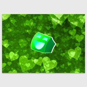 Поздравительная открытка с принтом Geometry Dash | Green Love (Z) в Екатеринбурге, 100% бумага | плотность бумаги 280 г/м2, матовая, на обратной стороне линовка и место для марки
 | 2d | arcade | game | geometry dash | meltdown | robtop | аркада | геометри даш | геометрическая черточка | геометрический тире | раннер