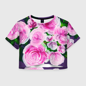Женская футболка Crop-top 3D с принтом Цветы 